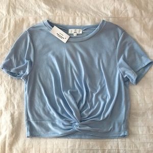 Light Blue Short Sleeve Crop Top
